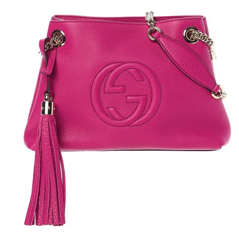 GUCCI Pebbled Calfskin Small Soho Chain Shoulder Bag 